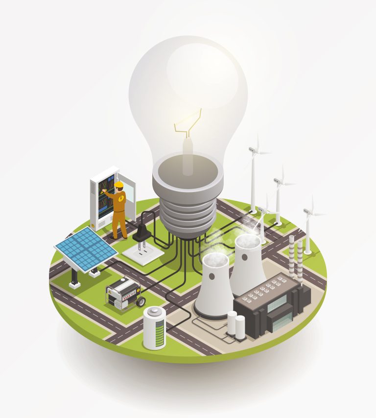 Electric Power Isometric Composition Icon
